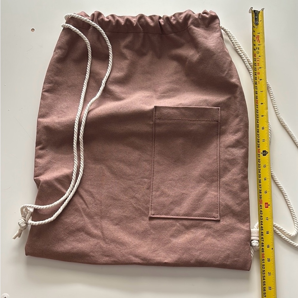 Neutral Drawstring Cotton Canvas Bag - Picture 2 of 3